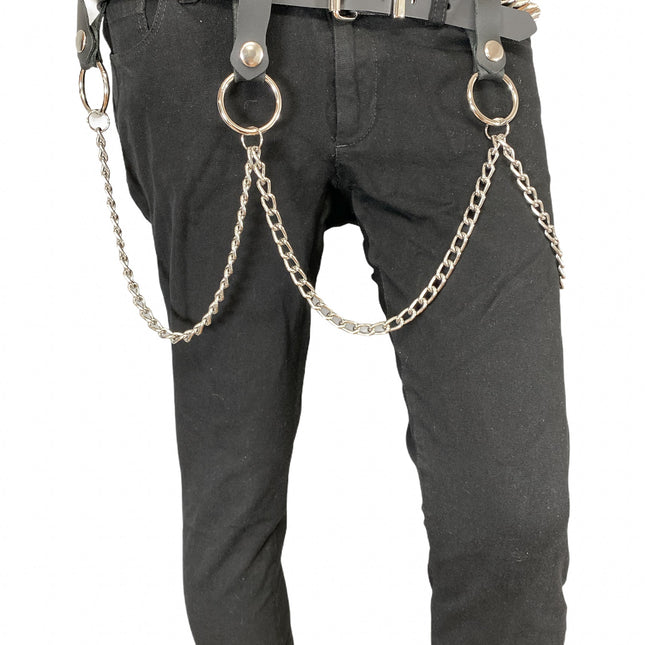 BT584 1 ROW STUDDED BELT WITH REMOVABLE RING AND CHAIN