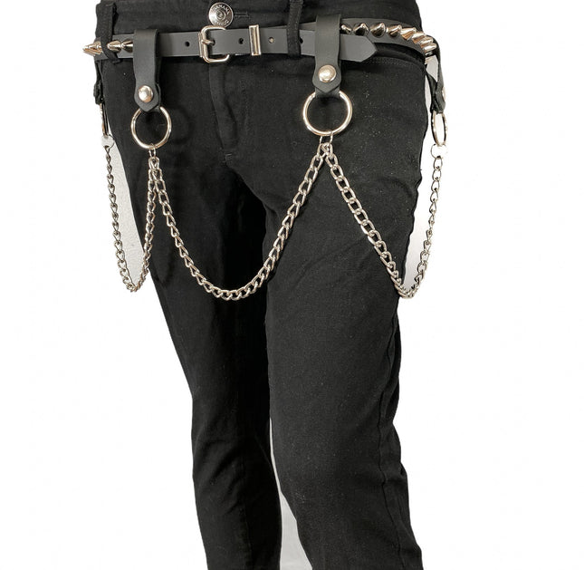 BT584 1 ROW STUDDED BELT WITH REMOVABLE RING AND CHAIN