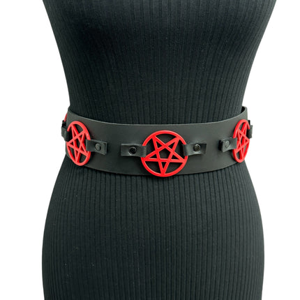 BT595-RS  RED  PENTAGRAM BELT