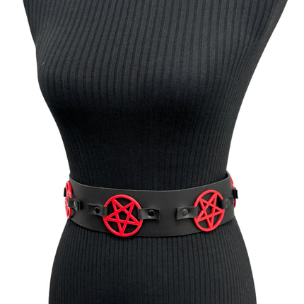 BT595-RS  RED  PENTAGRAM BELT