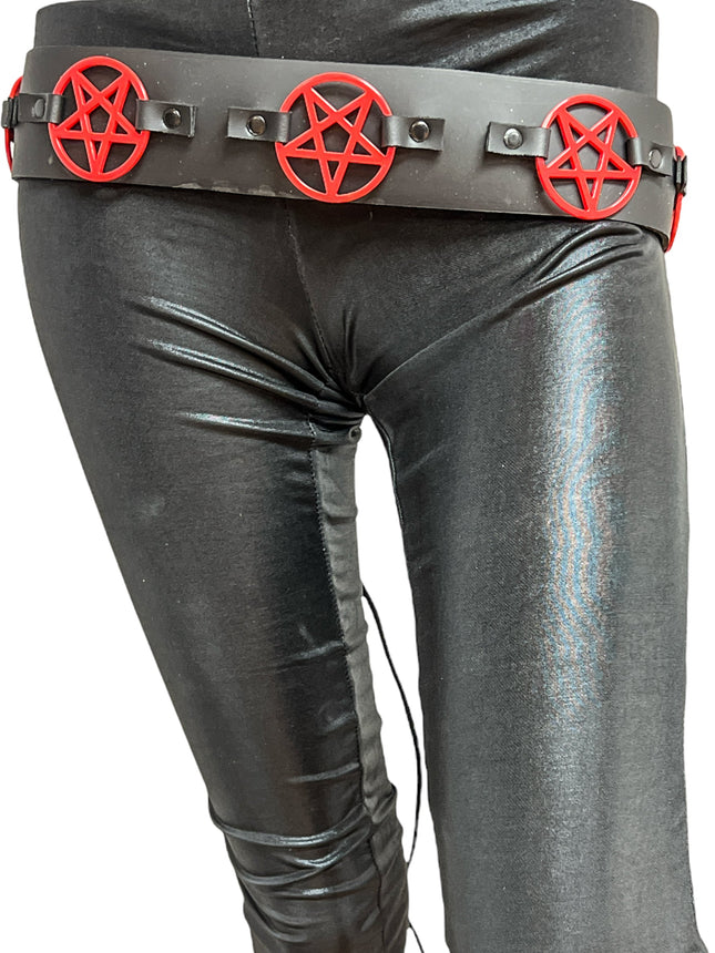 BT595-RS  RED  PENTAGRAM BELT