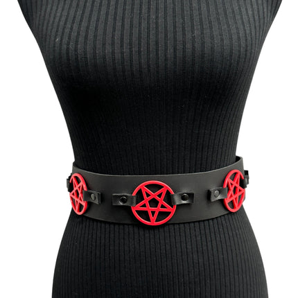 BT595-RS  RED  PENTAGRAM BELT