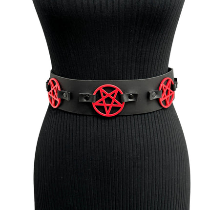 BT595-RS  RED  PENTAGRAM BELT