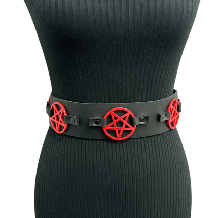 BT595-RS  RED  PENTAGRAM BELT