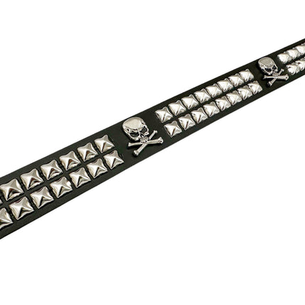 BT642  SKULL BELT DOUBLE ROW PYRAMID STUDDED  1 1/2" WIDE