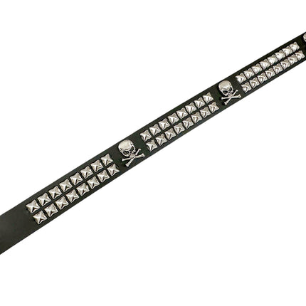 BT642  SKULL BELT DOUBLE ROW PYRAMID STUDDED  1 1/2" WIDE