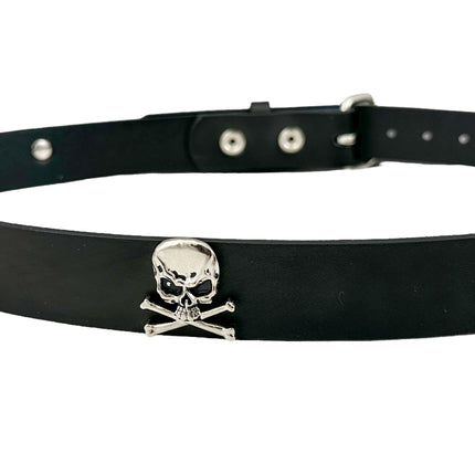 BT643   1 1/4" WIDE SKULL & CROSSBONE  BELT