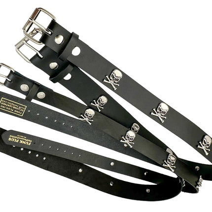BT643   1 1/4" WIDE SKULL & CROSSBONE  BELT