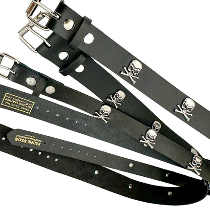 BT643   1 1/4" WIDE SKULL & CROSSBONE  BELT