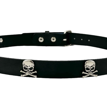 BT643   1 1/4" WIDE SKULL & CROSSBONE  BELT