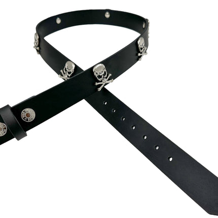 BT643   1 1/4" WIDE SKULL & CROSSBONE  BELT