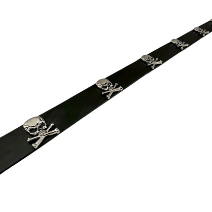 BT643   1 1/4" WIDE SKULL & CROSSBONE  BELT