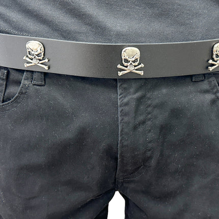 BT644   1 1/2" WIDE SKULL & CROSSBONE  BELT