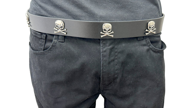 BT644   1 1/2" WIDE SKULL & CROSSBONE  BELT