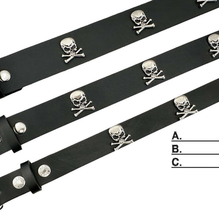 BT644   1 1/2" WIDE SKULL & CROSSBONE  BELT