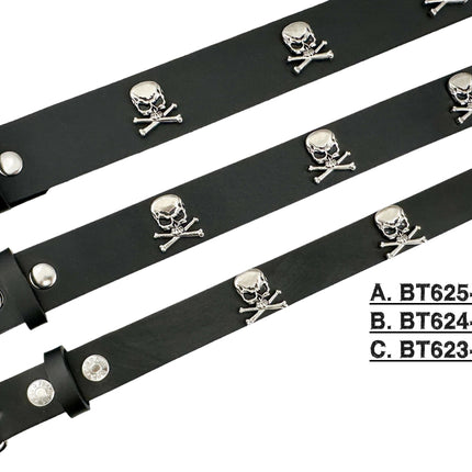 BT645   1 13/4" WIDE SKULL & CROSSBONE  BELT