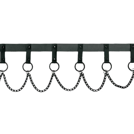 BT624-BS BLACK HANGING CHAIN RING BONDAGE BELT
