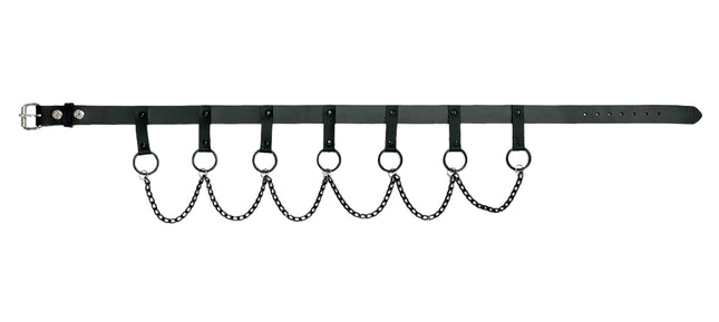 BT624-BS BLACK HANGING CHAIN RING BONDAGE BELT
