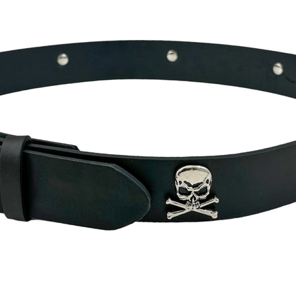 BT644   1 1/2" WIDE SKULL & CROSSBONE  BELT