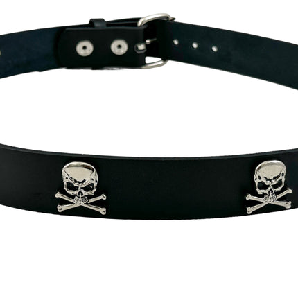 BT644   1 1/2" WIDE SKULL & CROSSBONE  BELT