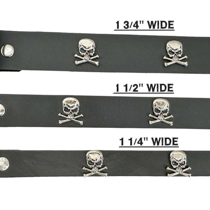BT644   1 1/2" WIDE SKULL & CROSSBONE  BELT