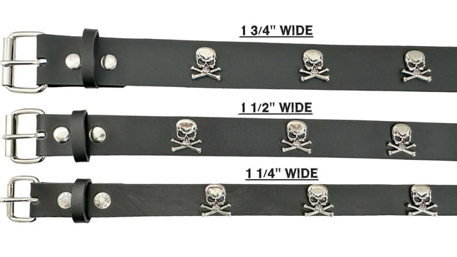BT644   1 1/2" WIDE SKULL & CROSSBONE  BELT