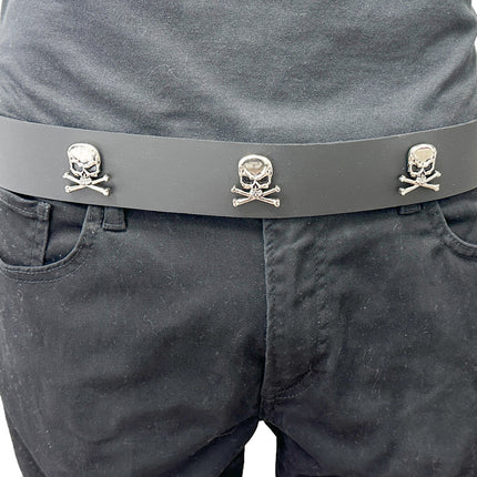 BT645   1 13/4" WIDE SKULL & CROSSBONE  BELT