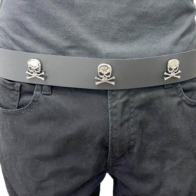 BT645   1 13/4" WIDE SKULL & CROSSBONE  BELT