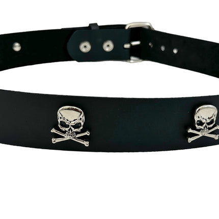 BT645   1 13/4" WIDE SKULL & CROSSBONE  BELT