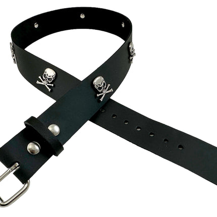 BT645   1 13/4" WIDE SKULL & CROSSBONE  BELT