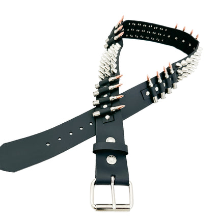BT632 UK77 STUDDED REAL NICKEL BULLET BELT