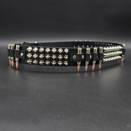 BT632 UK77 STUDDED REAL NICKEL BULLET BELT