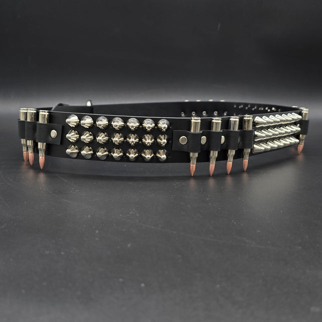 BT632 UK77 STUDDED REAL NICKEL BULLET BELT