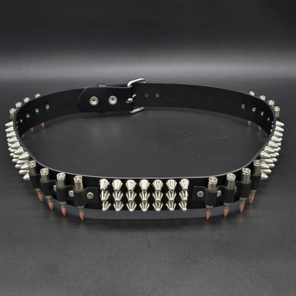 BT632 UK77 STUDDED REAL NICKEL BULLET BELT
