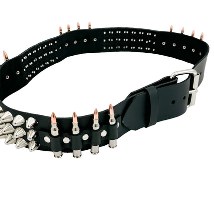 BT632 UK77 STUDDED REAL NICKEL BULLET BELT
