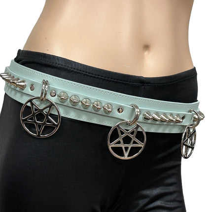 BT663M-BLACK PREMIUM VEGAN LEATHER UK77 STUD PENTAGRAM