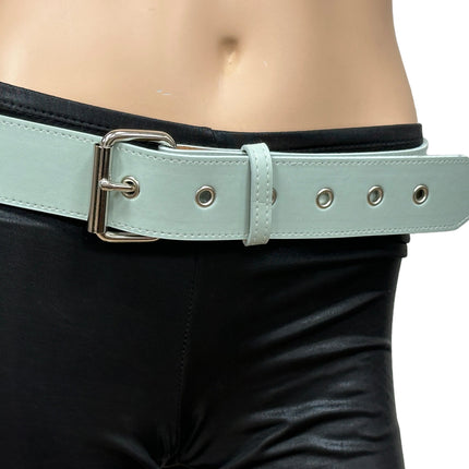 BT653M-TURQUOISE  PREMIUM VEGAN LEATHER UK77 STUD PENTAGRAM CHAIN BELT