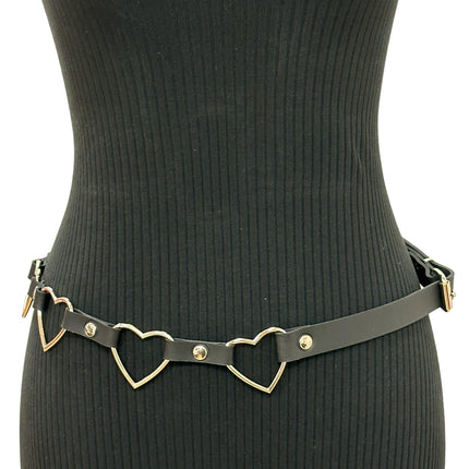 BT682 LARGE HEART SILVER RING GEUINE LEATHER  LINK BELT