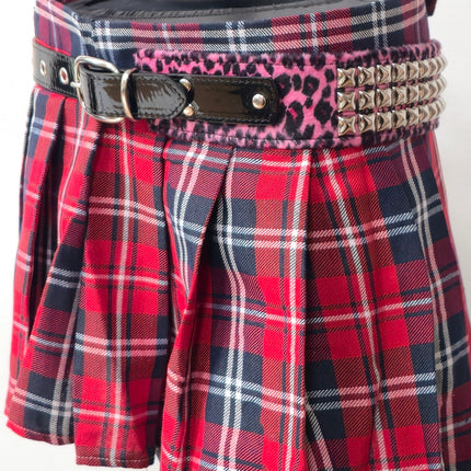 BT704L-LEOPARD FUZZY FABRIC STUDDED WAIST BELT