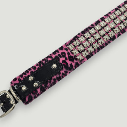 BT704L-LEOPARD FUZZY FABRIC STUDDED WAIST BELT