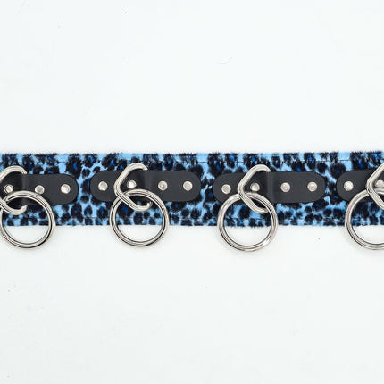 BT704L-LEOPARD FUZZY FABRIC BONDAGE WAIST BELT