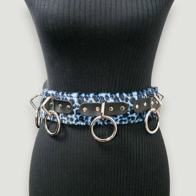 BT704L-LEOPARD FUZZY FABRIC BONDAGE WAIST BELT