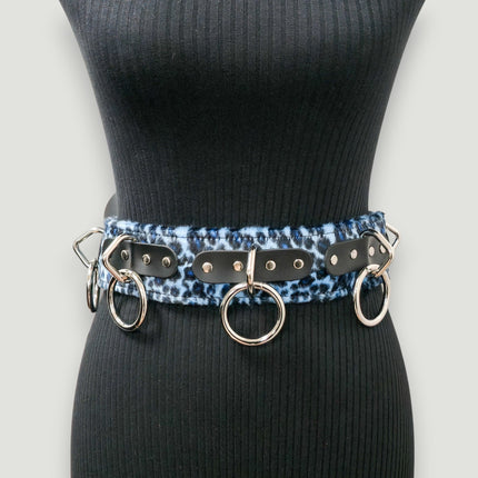 BT704L-LEOPARD FUZZY FABRIC BONDAGE WAIST BELT