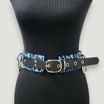 BT704L-LEOPARD FUZZY FABRIC BONDAGE WAIST BELT