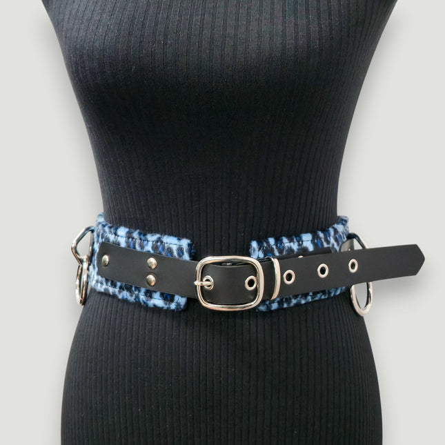 BT704L-LEOPARD FUZZY FABRIC BONDAGE WAIST BELT