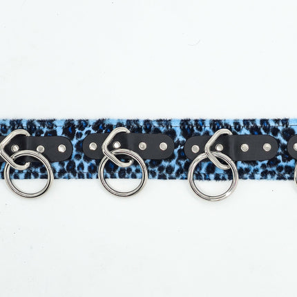 BT704L-LEOPARD FUZZY FABRIC BONDAGE WAIST BELT