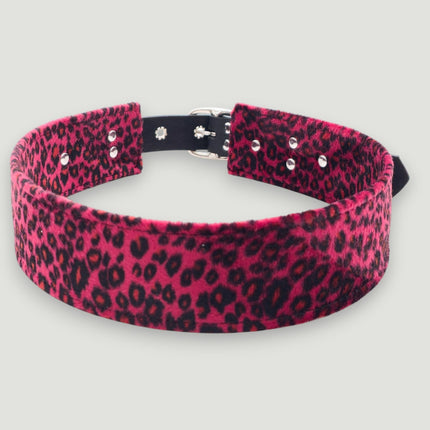 BT704L-LEATHER STRAPPED LEOPARD FUZZY FABRIC WAIST BELT