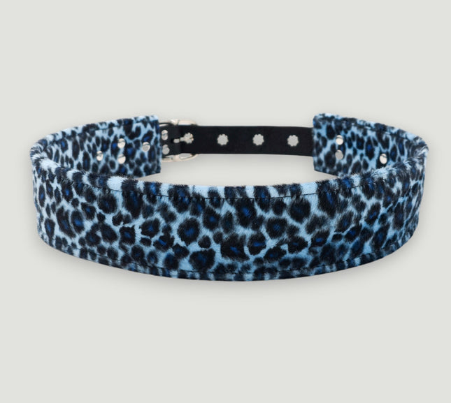 BT704L-LEATHER STRAPPED LEOPARD FUZZY FABRIC WAIST BELT