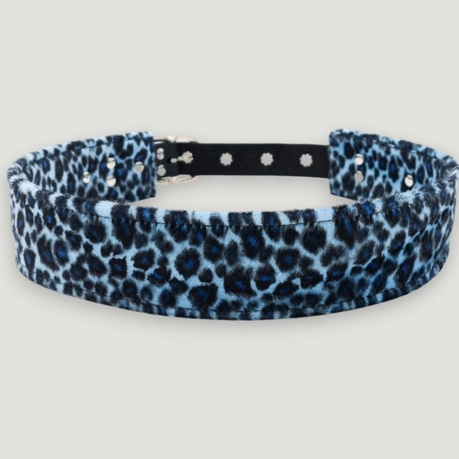 BT704L-LEATHER STRAPPED LEOPARD FUZZY FABRIC WAIST BELT