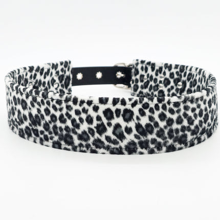 BT704L-LEATHER STRAPPED LEOPARD FUZZY FABRIC WAIST BELT